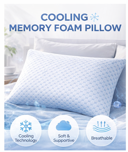 <span class=keywords><strong>Oreiller</strong></span> en mousse à mémoire de forme bleu rafraîchissant avec un design respirant au toucher <span class=keywords><strong>frais</strong></span> pour les personnes qui ont chaud pendant leur sommeil, utilisation estivale - Product Image 1