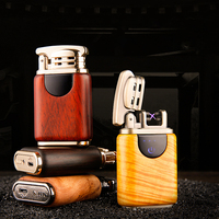 Briquet électronique USB JOBON en bois de santal rechargeable, design minimaliste, double arc, personnalisable, pour cigarettes et bougies – Vente en gros