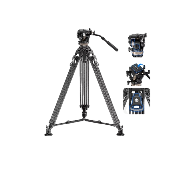 NEEWER LL55 78" One Step Release Lock Tripod Carbon Fiber Video Tripod with Fluid Head