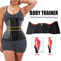 Réglable En Acier Os W Type Conception Femmes Corps Shaper 25 Crochet Fermeture Latex Taille Trimmer Gaine Ferme Contrôle Niveau