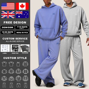 Conjunto de Sudadera con Capucha y Pantalones Deportivos KIingSen OEM Unisex, Color Blanco Ácido, Costuras, Felpa Suave, Transpirable, 400g, Ropa Urbana de Invierno - Product Image 2