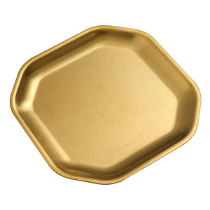 304 Stainless Steel Korean Style Square Snack Plate Gold Silver Color Microwave Safe Hotel Use - Product Image 4