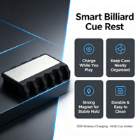 Support de queue de billard portable à clipser sur table avec chargeur sans fil 25W pour salle de billard