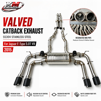 Échappement Catback Résonant KM Premium SS304 pour Jaguar F-Type 5.0T V8 2015 avec Système de Contrôle Électronique des Soupapes et Embouts en Carbone Mat