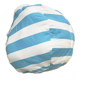 Sofá Infantil Creativo Tipo Puff con Bolsa de Almacenamiento, Gran Capacidad, Cierre de Cremallera, Relleno Suave, Rayas Azules y Blancas - Product Image 1