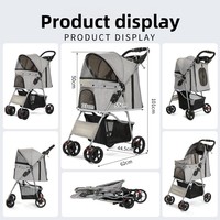 Poussette de voyage professionnelle pour animaux de compagnie, pliable en un clic, légère, imperméable, pour chats et chiens