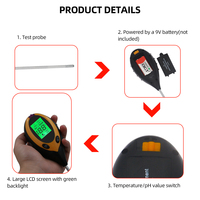 Meilleur testeur de sol numérique 4 en 1 professionnel avec écran LCD, mesure de la température, de l'humidité, de la luminosité et du pH pour les plantes de jardin