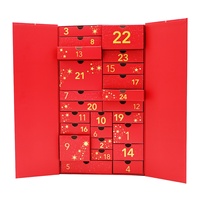 Calendrier de l'Avent en carton rigide biodégradable et recyclé pour chocolats, avec fermeture magnétique, ruban, coffret cadeau pour parfum blush, 24 jours