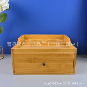 Caja de almacenamiento de madera para lavabo con cajón, organizador cuadrado de madera maciza para estantes de baño - Product Image 3
