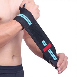 Sangle de soutien réglable pour le poignet avec fermeture auto-agrippante pour la musculation, protection de la paume, rayures noires, bleues et rouges - Product Image 2