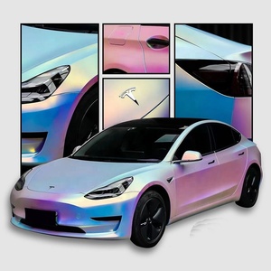 ฟิล์มไวนิลหุ้มรถยนต์สีฟ้าโครมโฮโลแกรมคุณภาพพรีเมียม ฟิล์มหุ้มตัวถังรถยนต์แบบม้วน ผลิตจากโรงงาน ฟิล์มไวนิลโครมสีรุ้งแบบยืดได้ - Product Image 4