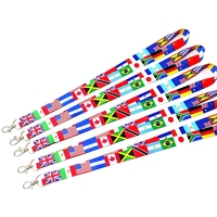 Lanière personnalisée avec drapeau national, impression par sublimation couleur, sangle de cou en polyester avec crochet métallique pour événements sportifs internationaux