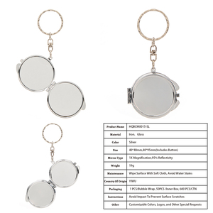 Custom DIY Blank Make-up <b>Mirror</b> Keychain Sublimation Print Pocket Personalized Dual Sided Stainless Steel <b>Foldable</b> Labeling - Product Image 1