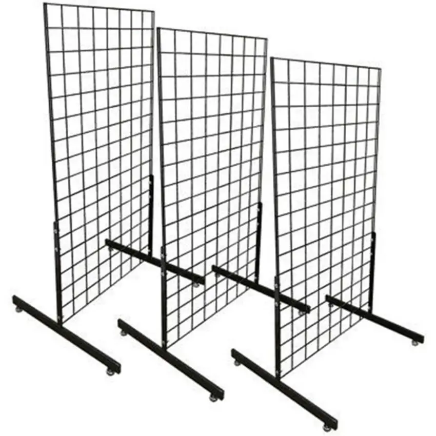 Présentoir multifonctionnel en fil métallique double face en forme de T Support de sol en métal pour panneaux muraux