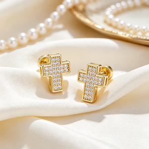 Produit Tendance 2026 Bijoux de Corps Croix en Acier Inoxydable Plaqué Or Accessoires de Bijouterie Boucles d'Oreilles Bijoux pour Femme - Product Image 1