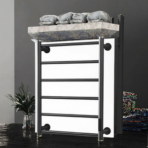 Porte-serviettes mural rectangulaire moderne noir à 6 niveaux en fer, support multi-barres pour salle de bain, organisateur de serviettes en métal pour maison et hôtel - Product Image 2