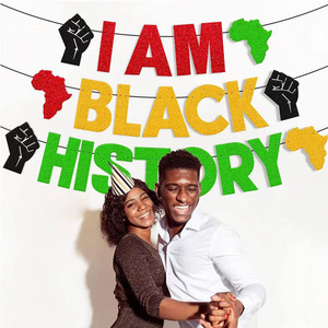 Black History Month Pull Flag Blacked Party Decoration Table Decorations Theme Party <b>Banner</b> - Product Image 2