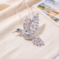 Ornement de Noël en strass en forme d'oiseau, décoration suspendue en métal et cristal pour sapin de Noël, fête de mariage, décoration intérieure