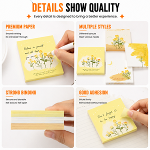 Blocs-notes adhésifs à motif floral rose, papier premium sans transfert, bloc-notes personnalisé, reliure robuste, papeterie de bureau et scolaire - Product Image 2