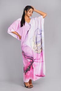 Kaftán de Lujo para Mujer, Estampado Floral, Satén de Algodón Puro, Transpirable, para Primavera/Verano, Ideal para la Playa, Excelente Precio, Ideal para Regalo - Product Image 2