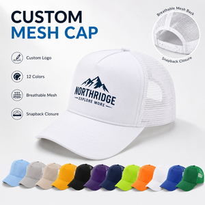 Gorra Trucker Lisa de 5 Paneles al por Mayor, con Logotipo Personalizado Profesional Impreso y Bordado, Malla Premium y Espuma, Estilo Dad Hat - Product Image 1