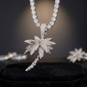 Colgante de Plata de Ley con Árbol de Coco Pequeño y Cruz, con Moissanita, Estilo Hip Hop, Unisex, Joyería de Regalo - Product Image 1