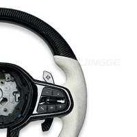 Volant en cuir blanc et fibre de carbone pour BMW F30 F10 G01 G20 G30 E70 E90 E92 M3 M4 M5 X3 X5 X6 Z4 G28 G29 G30 G80