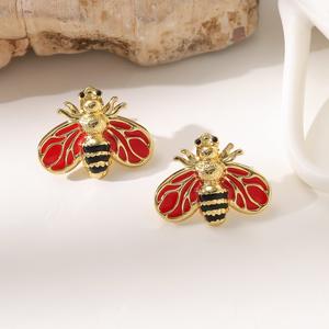 QX Venta al por mayor Pendientes de tuerca de moda para fiesta con diseño de abeja, tortuga, caracol y mariquita, de acero inoxidable, serie de insectos, chapados en oro de 18K para mujer - Product Image 5