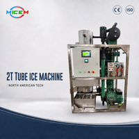 Machine à glace en tubes 2000 kg, en acier inoxydable 304, refroidie par eau, pour tubes de 22 mm et 29 mm, personnalisable, fiable et durable, pour la distribution locale de glace en sacs