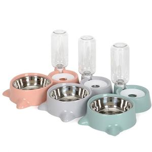 Cuenco doble automático de plástico para mascotas, lavabo de comida para gatos y perros, cuenco para gatos estilo amor con recarga de agua, suministros para gatos y perros - Product Image 1