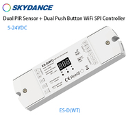 ES-D(WT) 5V 12V 24V double capteur PIR + double bouton poussoir WiFi SPI contrôleur pour bande de pixels LED RVB ou blanche Tuya APP contrôle