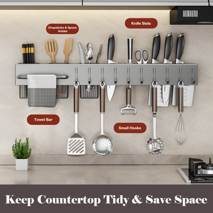 Support de rangement mural multifonctionnel en métal à ventouse <span class=keywords><strong>sans</strong></span> perçage, porte-baguettes, porte-cuillères, porte-couteaux, porte-serviettes - Product Image 4