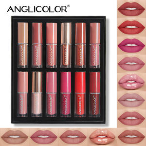 Оптовая продажа, набор для помады 12 цветов, набор с собственной торговой маркой, набор цветов для блеска для губ, веганский кремовый карандаш для губ, блеск для губ и однотонная помада - Product Image 1