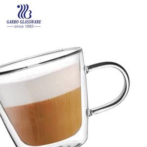 Taza de vidrio de borosilicato resistente al calor, taza de vidrio de doble pared con mango para café, proveedor de china, taza de vidrio de agua para <span class=keywords><strong>tienda</strong></span> - Product Image 4