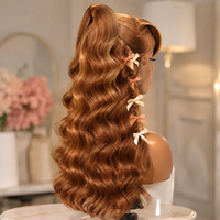 Perruque ondulée marron miel avec mèches, sans colle, avec dentelle frontale 13x6 HD transparente et ligne de cheveux pré-épilée