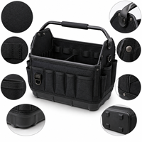 Sac à outils portable BONITA, robuste, à ouverture supérieure, pour électriciens, avec poignée en métal, base moulée, 12+ compartiments, outils professionnels
