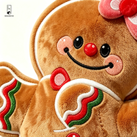 Peluche Homme en Pain d'Épices de Noël, Figurine en Peluche Douce, Coussin en Peluche, Décoration de Noël pour la Maison, Cadeau de Noël pour Enfants