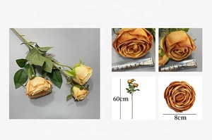 KEWEI 964 vendita diretta artificiale principessa rosa 3 forchette seta <span class=keywords><strong>senape</strong></span> giallo rosa fiore centrotavola matrimonio fiore - Product Image 5