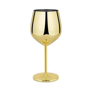 <span class=keywords><strong>Verre</strong></span> à <span class=keywords><strong>vin</strong></span> rouge à <span class=keywords><strong>pied</strong></span> haut en acier inoxydable 304 monocouche de 500 ml, personnalisé en usine, or et argent, avec revêtement en cuivre - Product Image 1