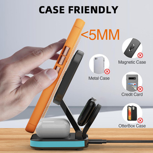 Soporte Multifuncional para Teléfono, <span class=keywords><strong>Cargador</strong></span> Inalámbrico Magnético 2 en 1, Base <span class=keywords><strong>de</strong></span> Carga Plegable para Teléfono y Auriculares - Product Image 2