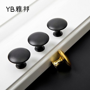 Yb Ya Bang Round Cabinet <b>Knob</b> Zinc Alloy <b>Black</b> Gold Minimalist Drawer Handle Furniture Hardware - Product Image 1