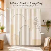 Rideau de Douche en Gros, Taille Personnalisée, Logo OEM ODM, Tissu Hydrofuge avec Crochets pour Projets Hôteliers et d'Appartements