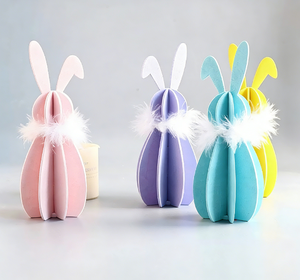 DAMAI Wholesale <b>Easter</b> Decor Plush Rabbit <b>Ornaments</b> Colorful DIY Wooden Slices Supplies Party Home Tabletop Decoration - Product Image 4