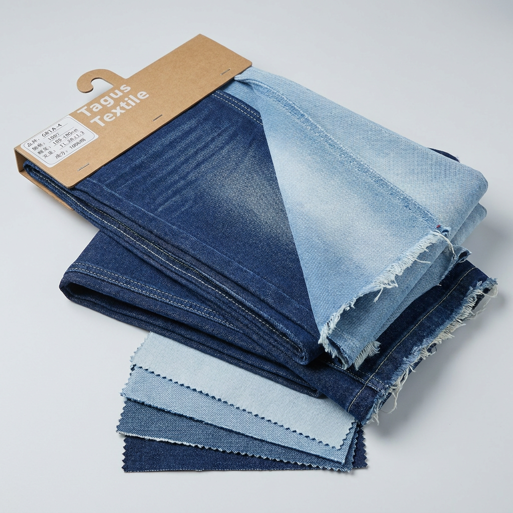 Deep Blue 100 Cotton Denim Fabric Stable Width 190Cm Denim Rolls For Raw Denim And Light Wash Clothing
