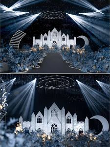 Fondo DE BODA Castillo con luz Diseño personalizado Escenario Flores artificiales Telón de fondo Castillo de boda - Product Image 4