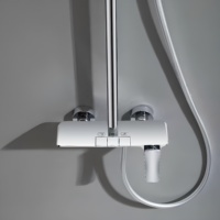 Système de douche moderne Maestro Piano-Key en chrome AOWE-HY-0501, corps en laiton, valve en céramique, pluie thermostatique, barre coulissante à poignée unique