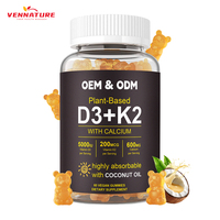 Complément alimentaire en gommes végétaliennes et végétaliennes OEM, enrichi en calcium, vitamines D3 et K2, marque privée, favorise la santé osseuse