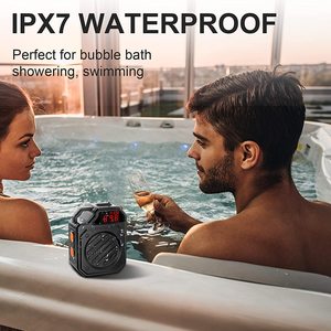 Mini Altavoces Portátiles Flotantes Inalámbricos a Prueba <span class=keywords><strong>de</strong></span> Agua con Pantalla LED Pequeña, <span class=keywords><strong>Radio</strong></span> para Ducha, Viajes, Camping y Actividades al Aire Libre - Product Image 4