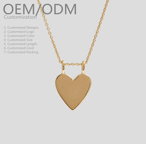 สร้อยคอหัวใจสแตนเลสสตีลชุบทอง 18k PVD แบบปรับแต่งได้ สร้อยคอรูปหัวใจแบบเรียบหรู สลักชื่อได้ สำหรับผู้หญิง - Product Image 1