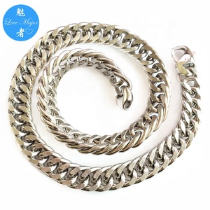 Cadena <span class=keywords><strong>de</strong></span> eslabones dobles <span class=keywords><strong>de</strong></span> 16mm <span class=keywords><strong>de</strong></span> ancho, collar <span class=keywords><strong>de</strong></span> joyería <span class=keywords><strong>de</strong></span> acero inoxidable, Color plata - Product Image 1